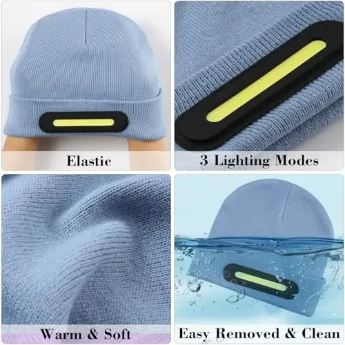 RANCOVY LED Beanie with Light, Unisex USB Rechargeable Headlamp Beanie Flashlight Beanie Hat for Men Women - 3