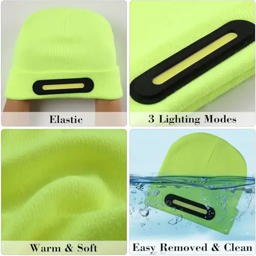 RANCOVY LED Beanie with Light, Unisex USB Rechargeable Headlamp Beanie Flashlight Beanie Hat for Men Women - 3