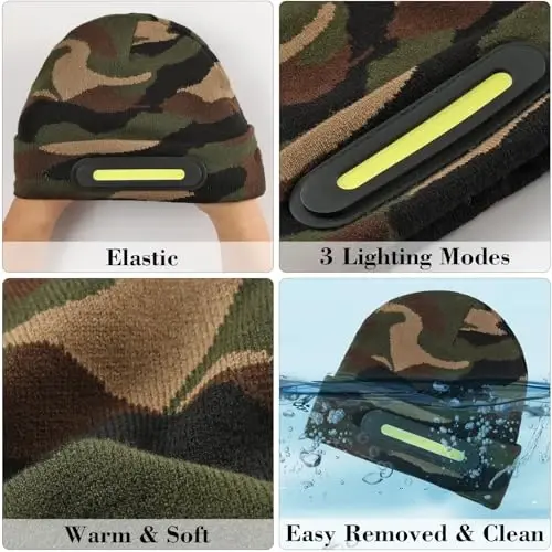 RANCOVY LED Beanie with Light, Unisex USB Rechargeable Headlamp Beanie Flashlight Beanie Hat for Men Women - 3