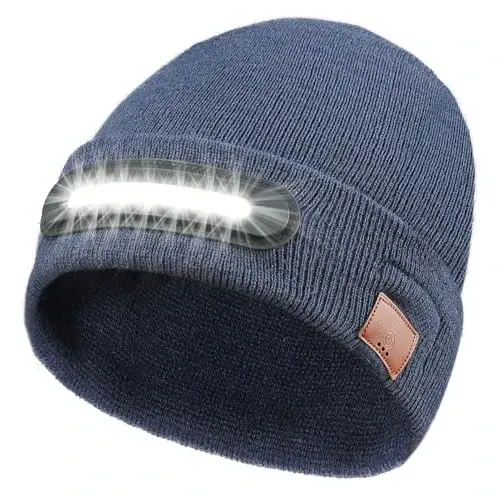 RANCOVY LED Beanie with Light, Unisex USB Rechargeable Headlamp Beanie Flashlight Beanie Hat for Men Women - 1