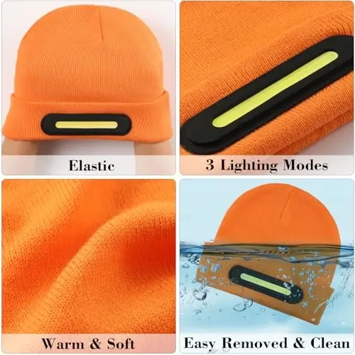 RANCOVY LED Beanie with Light, Unisex USB Rechargeable Headlamp Beanie Flashlight Beanie Hat for Men Women - 3