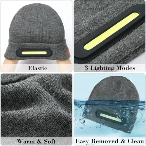 RANCOVY LED Chiroqli shapka, Uniseks USB zaryadlanuvchi bosh chiroqli shapka erkaklar va ayollar uchun - 3