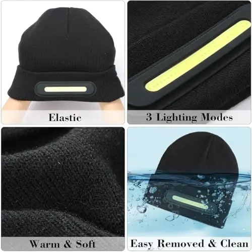 RANCOVY LED Yorug'likli Boni, Unisex USB Quvvatlanuvchi Bosh Fonarli Shlyapa Erkaklar va Ayollar Uchun - 4