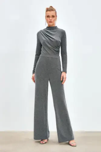 Rangi porloq keng oyoqli shim - KULRANG - SATEEN (1)