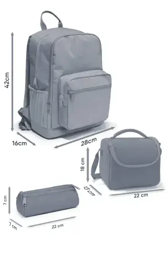 Rangli chiziqli kuzgi 3lik maktab sumkasi to'plami - Ko'p rangli - 8