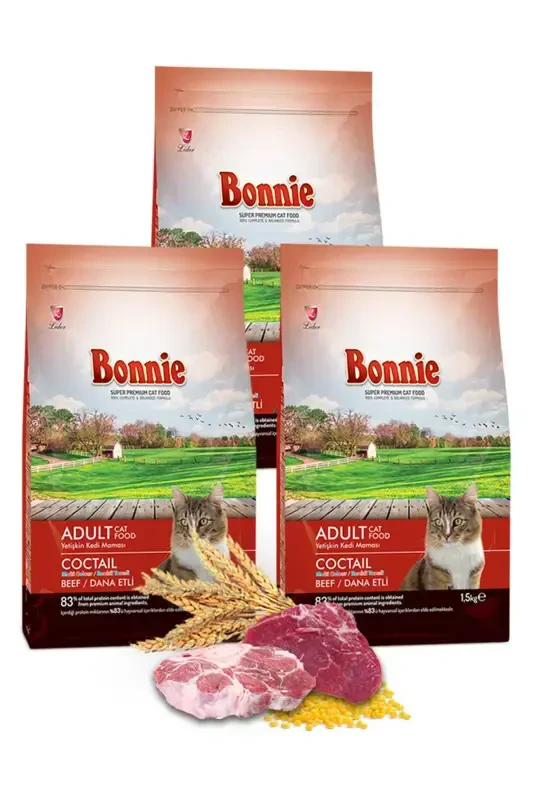 Rangli Donli Molgo Go'shti bilan Kattalar Uchun Mushuk Oziq-ovqat 1,5 Kg X 3 Dona - 4