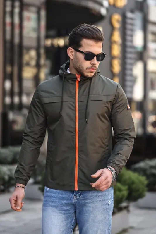 Rangli Fermuarli Yomg'ir Palto Mavsumiy PLDP 2920-XAKI - 2