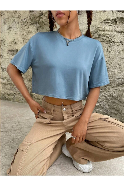 Rangli Oversize Crop Tshirt - DAXİS SPORTWEAR COMPANY (1)