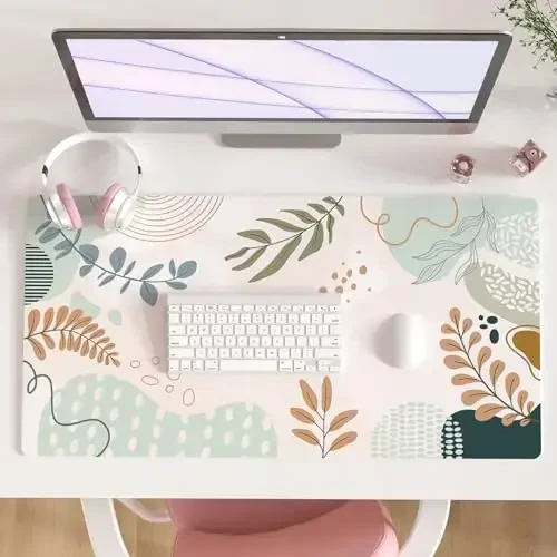 Colorful Star Large Mouse Pad, Abstract Botanical Waterproof Desk Mat, Boho Computer Gaming Mouse Pad, Minimalist XXL Full Desk Mousepad Non Slip Desk Pad for School Office Home 31.5