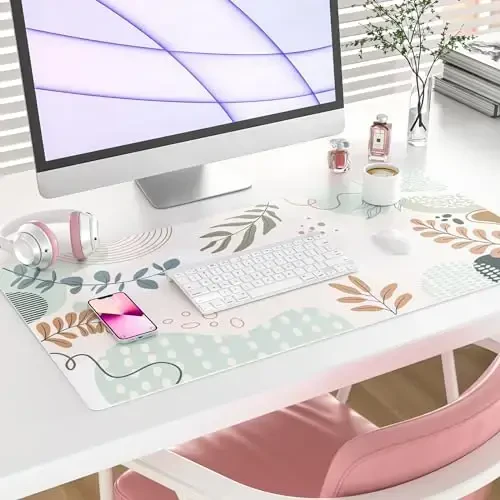 Colorful Star Large Mouse Pad, Abstract Botanical Waterproof Desk Mat, Boho Computer Gaming Mouse Pad, Minimalist XXL Full Desk Mousepad Non Slip Desk Pad for School Office Home 31.5