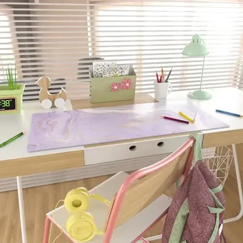 Rangli Yulduz Katta Sichqoncha Pad, PU Teri Suv o'tkazmaydigan Stol Mat, Kompyuter O'yin Sichqonchasi Pad, XXL Kengaytirilgan To'liq Sichqoncha Yostiqchasi Sirpanmaydigan Stol Yostiqchasi Maktab Ofis Uy uchun 31.5