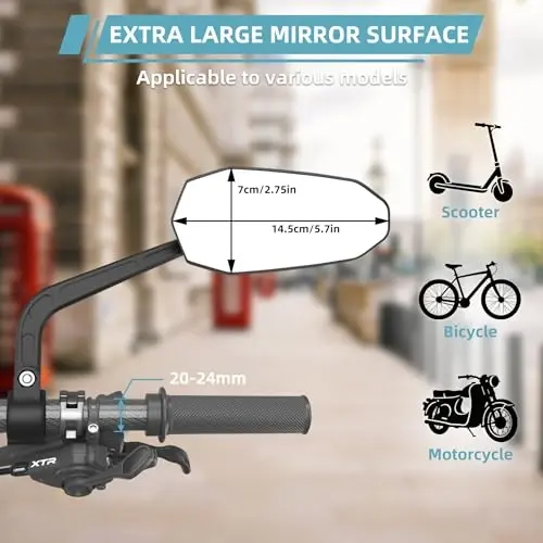 RAOOT Bike mirror | HD Scratch-Resistant Convex Mirror | Bike Mirror Handlebar Mount | Bicycle Universal Fit Accessories - 3