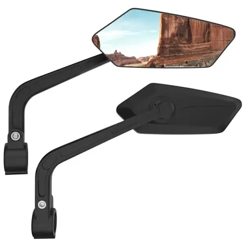 RAOOT Bicycle Mirror | Bike Mirror Handlebar Mount | 360° Adjustable Scratch Resistant Glass Lens | Bike Universal Fit Accessories - 1