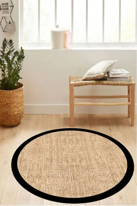 Raqamli bosib chiqarilgan rotan naqshli gilam, yumaloq gilam, mehmonxona gilami, oshxona gilami, Skandinaviya bezagi - 4