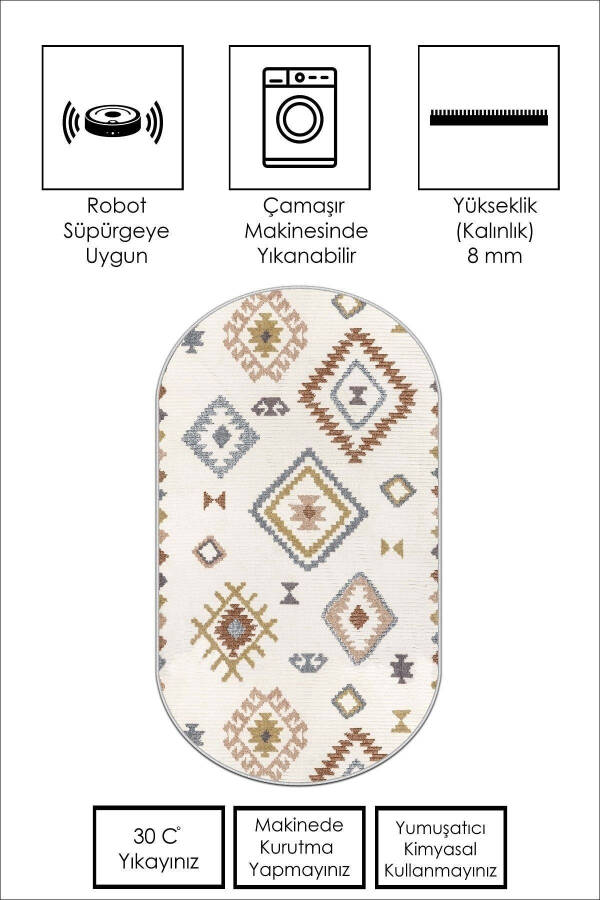 Raqamli bosib chiqarilgan yuviladigan sirpanchiq bo'lmagan dog'ga chidamli oval shaklidagi oshxona gilami mehmonxona gilami va yo'lakcha - 5