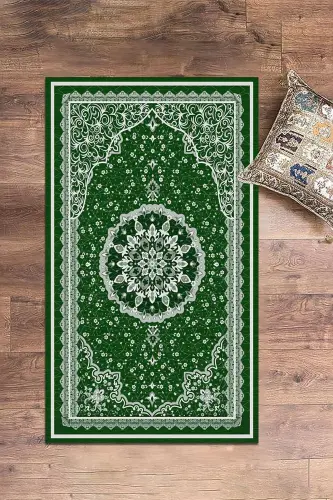 Raqamli bosilgan yuviladigan klassik naqsh sovg'a namozlik sajda 70x130, Sajda-40-yashil - EY HOME (1)