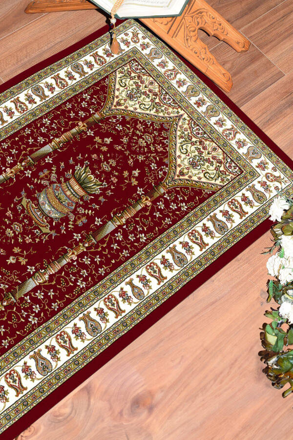 Raqamli bosilgan yuviladigan klassik naqshli namozlik gilamcha 70x130, SECCADE-30-QIZIL, - 10