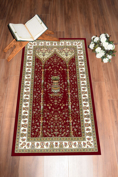 Raqamli bosilgan yuviladigan klassik naqshli namozlik gilamcha 70x130, SECCADE-30-QIZIL, - 11