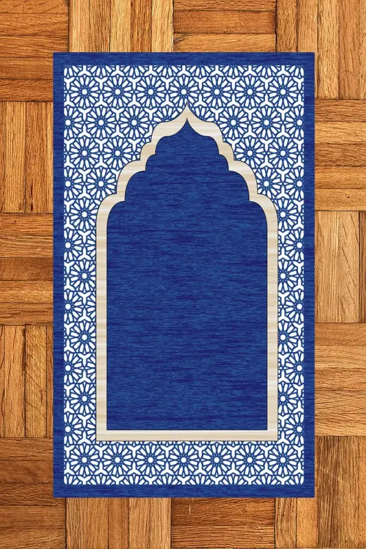 Raqamli bosilgan yuviladigan sovg'a namazlik gilamcha 70x130 sm. , SECCADE-17-KO'K - 3
