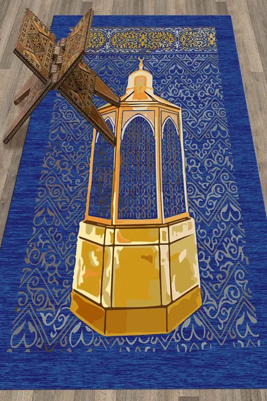 Raqamli bosilgan yuviladigan sovg'a namoz gilami Sajjada 70x130sm, SECCADE-43-KO'K - 7