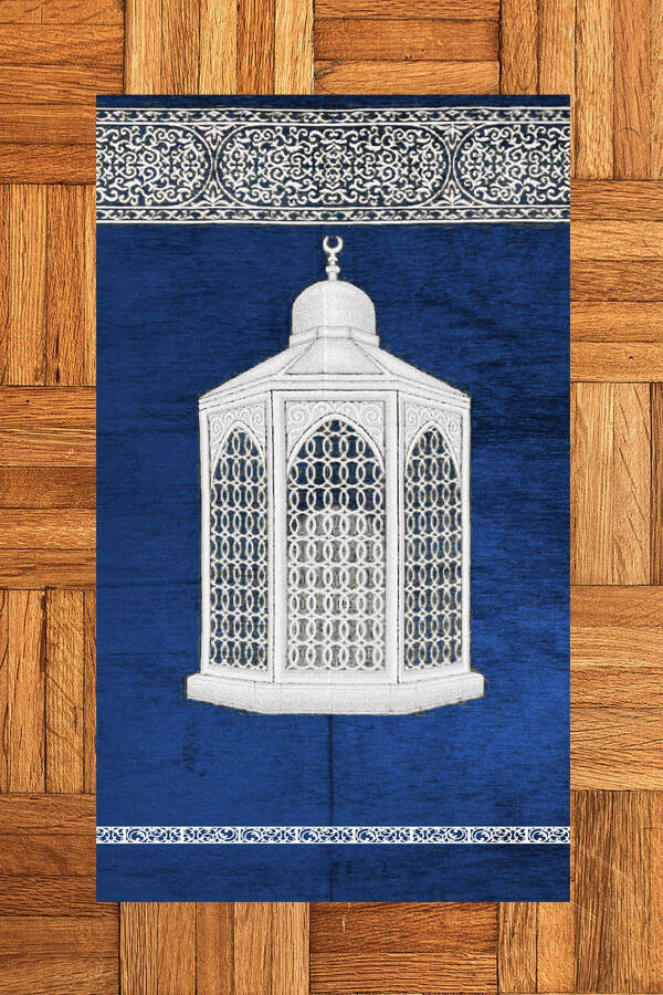 Raqamli bosilgan yuviladigan sovg'alik ajoyib namoz gilamchagi Sajjada 70x130sm, SAJJADA-42-KO'K - 11