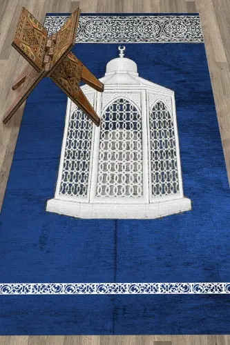 Raqamli bosilgan yuviladigan sovg'alik ajoyib namoz gilamchagi Sajjada 70x130sm, SAJJADA-42-KO'K - 8