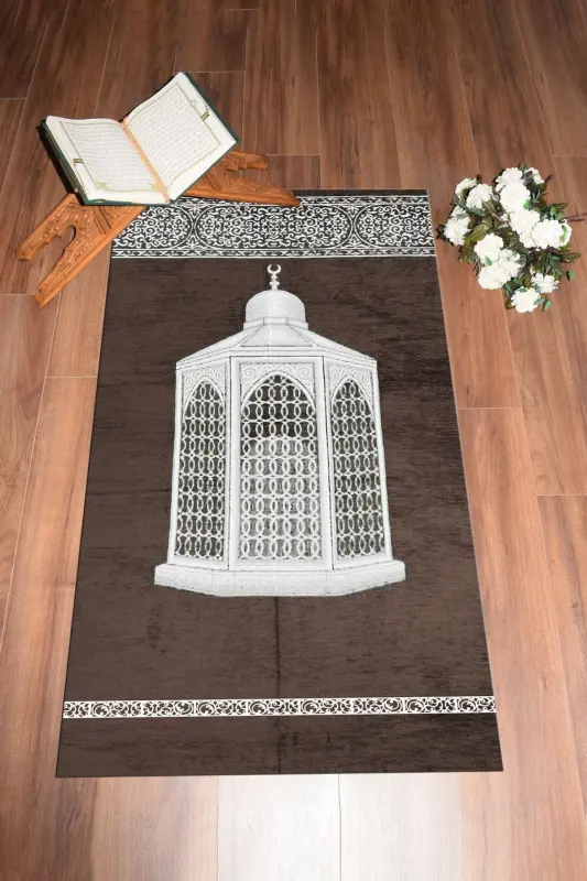 Raqamli bosilgan yuviladigan sovg'alik namaz gilami Sajjоda 70х130sm, SECCADE-42-QAHVАRANG - 5