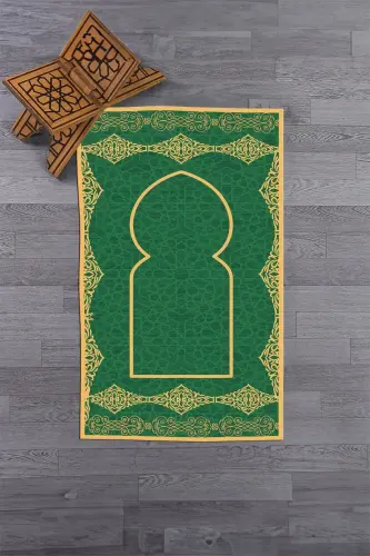 Raqamli bosilgan yuvilishi mumkin bo'lgan oqlangan namozlik gilamcha 70x130 sm, Seccade-16-yashil - 3