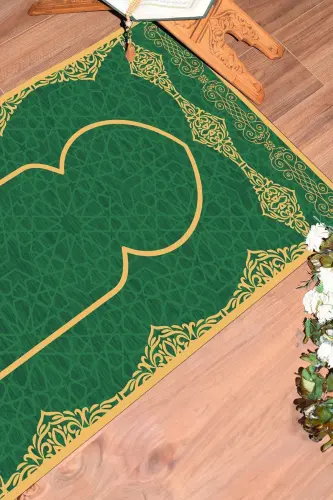 Raqamli bosilgan yuvilishi mumkin bo'lgan oqlangan namozlik gilamcha 70x130 sm, Seccade-16-yashil - 7