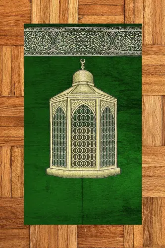 Raqamli bosilgan, yuvilishi mumkin bo‘lgan sovg‘a sifatida berilishi mumkin bo‘lgan dabdabali namozlik gilami Sajjada 70x130, Sajjada-41-yashil - 3