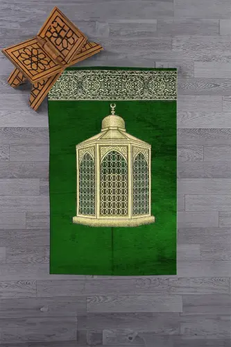 Raqamli bosilgan, yuvilishi mumkin bo‘lgan sovg‘a sifatida berilishi mumkin bo‘lgan dabdabali namozlik gilami Sajjada 70x130, Sajjada-41-yashil - 5