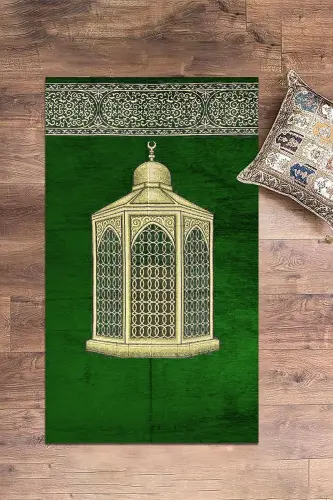 Raqamli bosilgan, yuvilishi mumkin bo‘lgan sovg‘a sifatida berilishi mumkin bo‘lgan dabdabali namozlik gilami Sajjada 70x130, Sajjada-41-yashil - 6