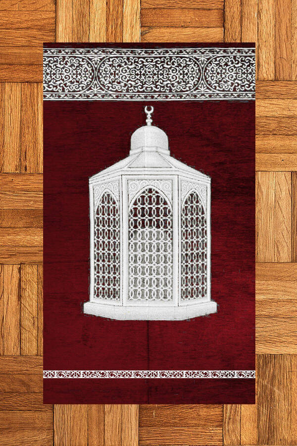 Raqamli bosilgan, yuvilishi mumkin bo'lgan, sovg'a sifatida mo'ljallangan namaz gilami (70x130 sm), SECCADE-42-QIZIL - 11