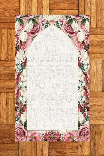 Raqamli bosilgan yuvilishi mumkin guldor sovg'a namozlik polda 70x130sm, Namoz polda-24-kulrang - 5