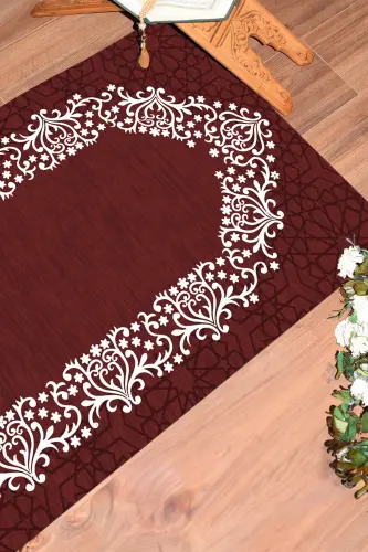 Raqamli bosilgan yuvilishi mumkin oddiy nafis namozlik palosi 70x130 sm. , SECCADE-12-BORDO - 3