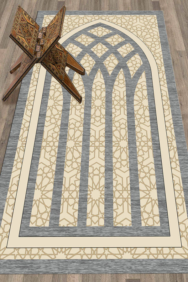Raqamli Bosilgan Yuvilishi Mumkin O'ziga Xos Darbli Sajda Gilami Namozlik 70x130 sm - 11