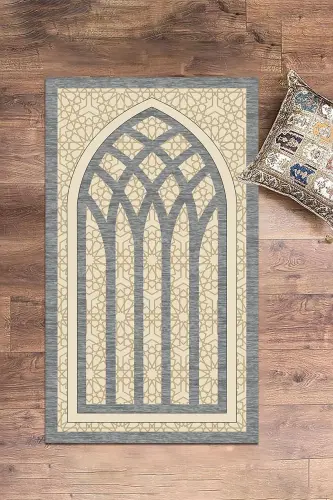 Raqamli Bosilgan Yuvilishi Mumkin O'ziga Xos Darbli Sajda Gilami Namozlik 70x130 sm - 2