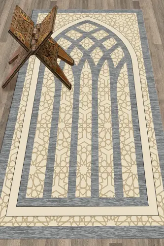 Raqamli Bosilgan Yuvilishi Mumkin O'ziga Xos Darbli Sajda Gilami Namozlik 70x130 sm - 4