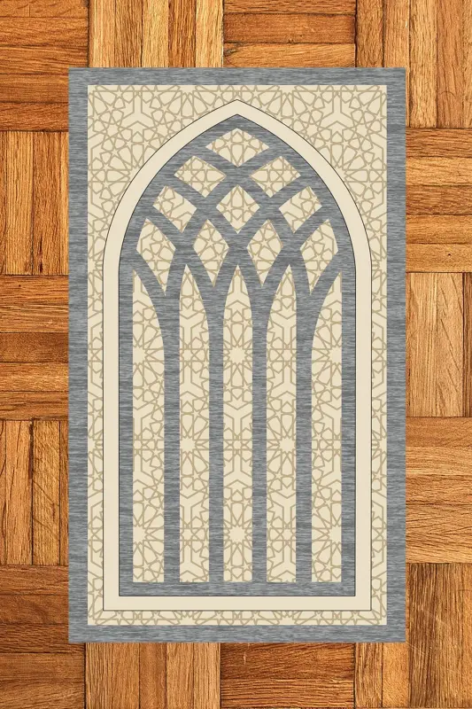 Raqamli Bosilgan Yuvilishi Mumkin O'ziga Xos Darbli Sajda Gilami Namozlik 70x130 sm - 7