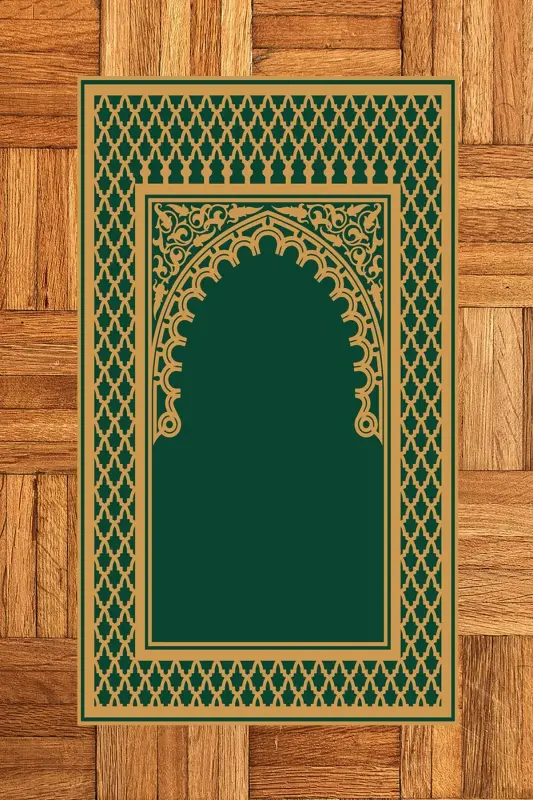 Raqamli bosilgan yuvilishi mumkin tozalash mumkin zamonaviy namozlik gilamcha 70x130 sm. , SECCADE-7-YASHIL, - 3