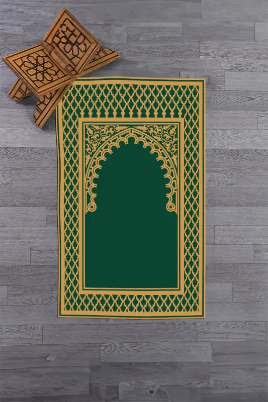 Raqamli bosilgan yuvilishi mumkin tozalash mumkin zamonaviy namozlik gilamcha 70x130 sm. , SECCADE-7-YASHIL, - 5