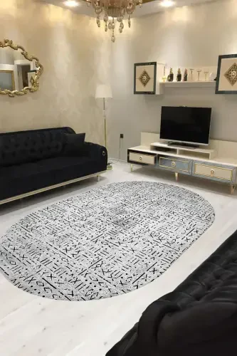 Raqamli bosma bilan yuviladigan Oval mehmonxona gilami Oshxona gilami Koridor gilami - ESTA1809-2-Oval - 1