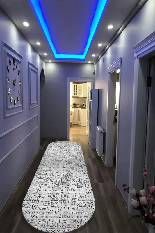 Raqamli bosma bilan yuviladigan Oval mehmonxona gilami Oshxona gilami Koridor gilami - ESTA1809-2-Oval - 3