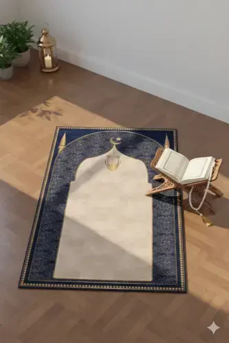 Raqamli bosma ko'k rangli namoz gilami - FOREVER ALDORA (1)