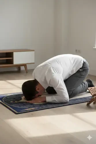 Raqamli bosma ko'k rangli namoz gilami - 4