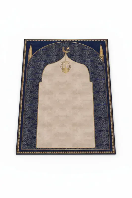 Raqamli bosma ko'k rangli namoz gilami - 6