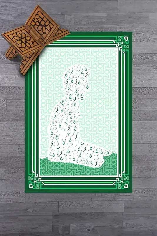 Raqamli bosma namoz o'qiydigan odam figurasi bilan namozlik joynamozi 70x130, JOYNAMOZ-38-YASHIL,-YASHIL - 5