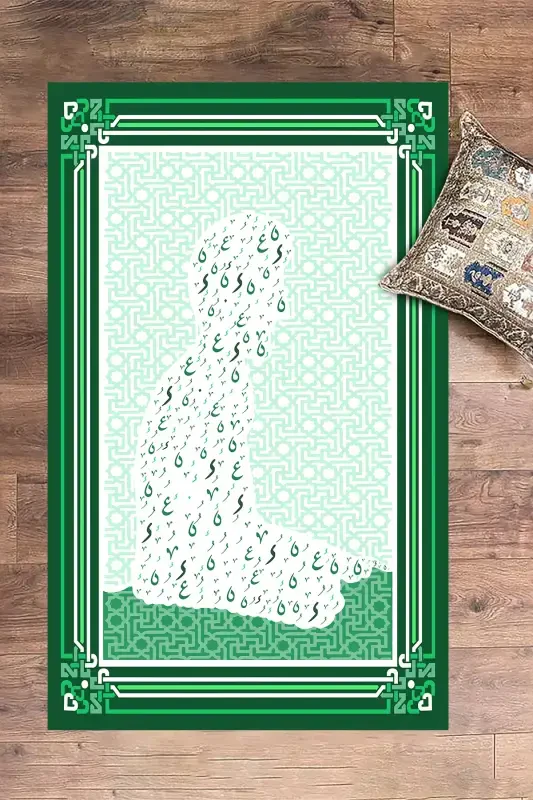 Raqamli bosma namoz o'qiydigan odam figurasi bilan namozlik joynamozi 70x130, JOYNAMOZ-38-YASHIL,-YASHIL - 6