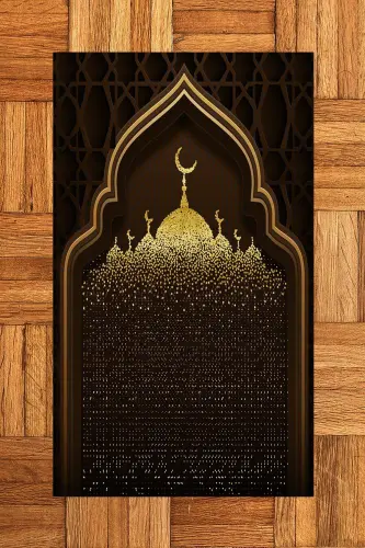Raqamli bosma naqshli masjid naqshli yuviladigan naqshli 70x130 namozgilam, gilamcha-5-qahva,-QAHVARANG - 8