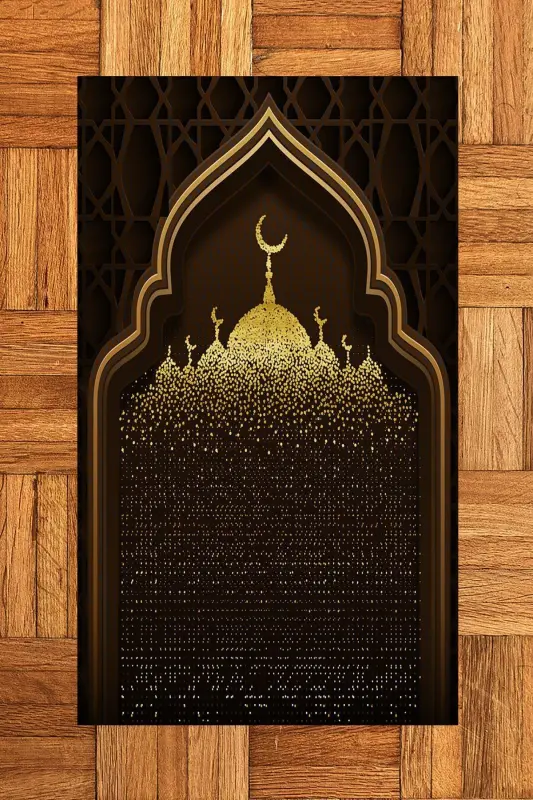 Raqamli bosma naqshli masjid naqshli yuviladigan naqshli 70x130 namozgilam, gilamcha-5-qahva,-QAHVARANG - 8
